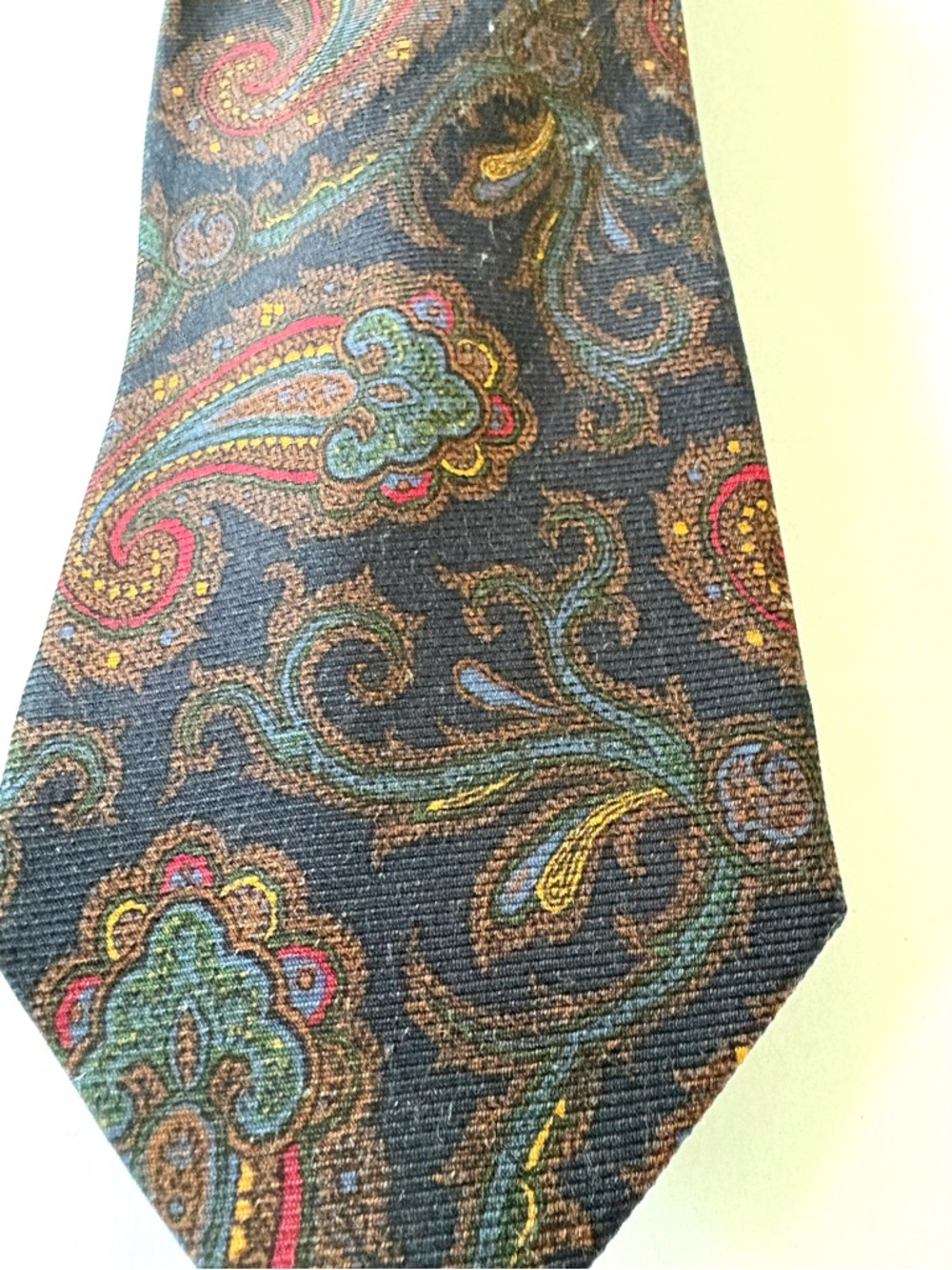 Faconnable Navy Paisley Silk Tie with Multicolor Accents